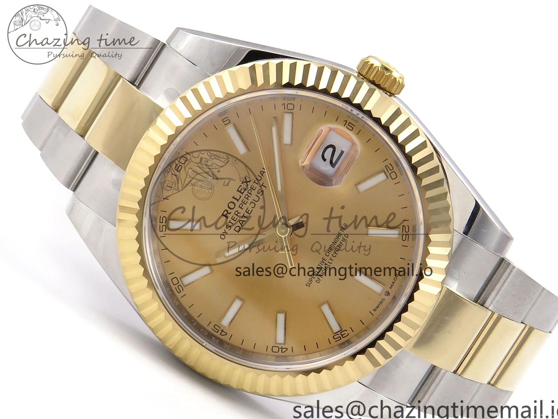 0215 DateJust 41 126333 EWEF Best Edition YG Stick Dial on SS YG Oyster Bracelet A Durable 971